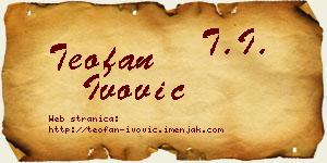 Teofan Ivović vizit kartica